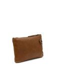 Brown leather pouch on a white background