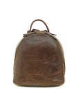 Brown leather backpack on a white background