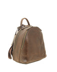 Brown leather backpack on a white background