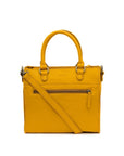 Yellow handbag with a shoulder strap on a white background