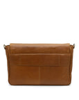 Brown leather bag on a white background