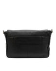 Black leather bag on a white background