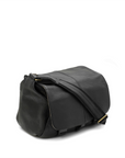 Black leather bag on a white background