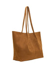 nubuck_tan leather tote bag on a white background