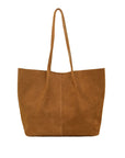 nubuck_tan leather tote bag on a white background