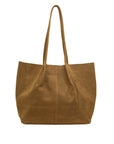 Nubuck Brown leather tote bag on a white background
