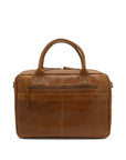 Brown leather briefcase on a white background