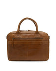 Brown leather briefcase on a white background