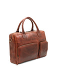 Brown leather briefcase on a white background