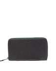 Black wallet with brand logo on a white background