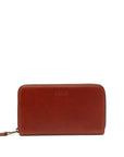 Red leather wallet on a white background