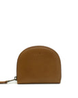 Brown leather wallet with 'ZEMP' branding on a white background
