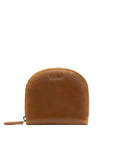 Brown leather wallet with 'Zemp' branding on a white background