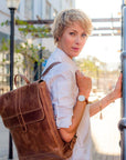 Munich 13" - backpack leather bag mood image close up