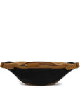 Brown and black waist bag on a white background