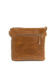 Brown leather crossbody bag on a white background
