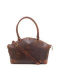 Poppy - leather bag front chestnut