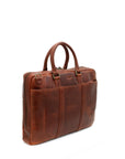 Brown leather briefcase on a white background