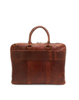 Chestnut leather briefcase on a white background