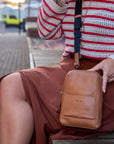 Wembley crossbody leather bag mood image close up