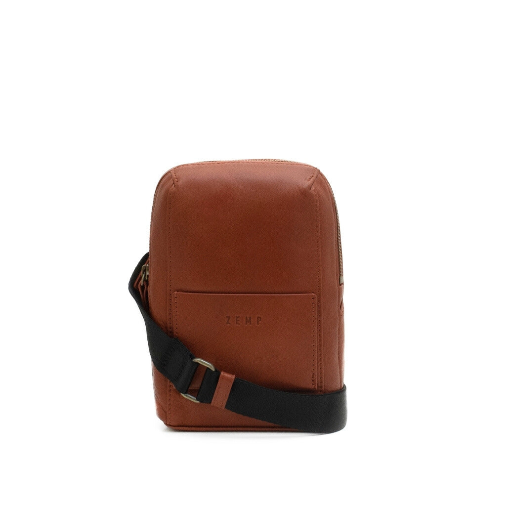 Wembley crossbody leather bag front chestnut