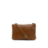 Brown leather crossbody bag on a white background