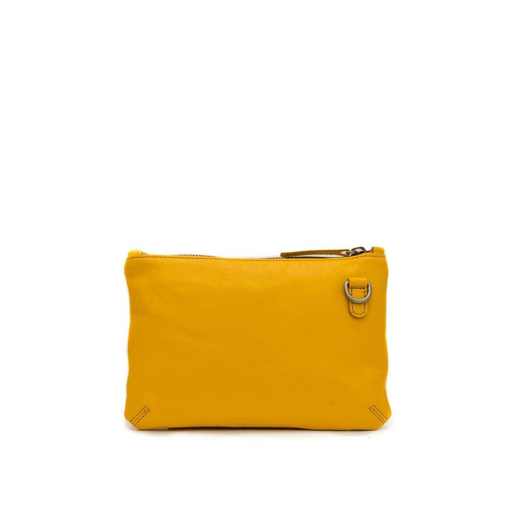 Yellow clutch bag on a white background