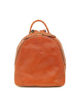 Brown leather backpack on a white background