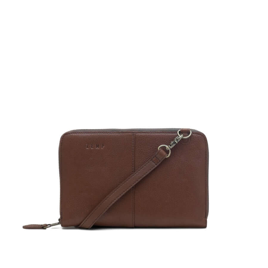Ayo - leather bag front brown