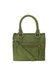 Green handbag with a strap on a white background