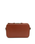 Brown leather bag on a white background