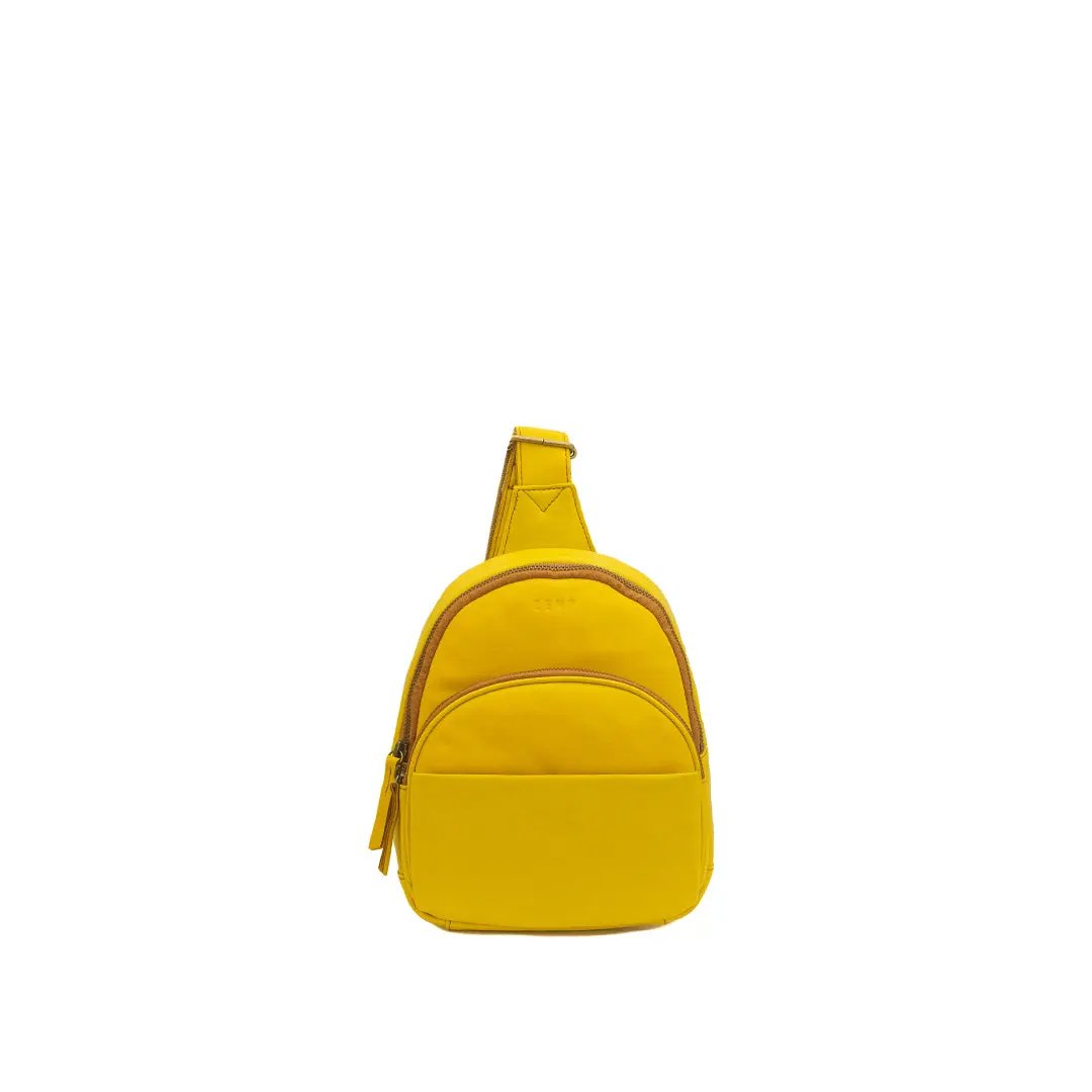Broadway Crossbody leather bag front yellow