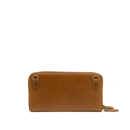 Brown leather wallet on a white background