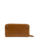Brown leather wallet on a white background