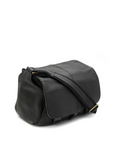 Black leather bag on a white background