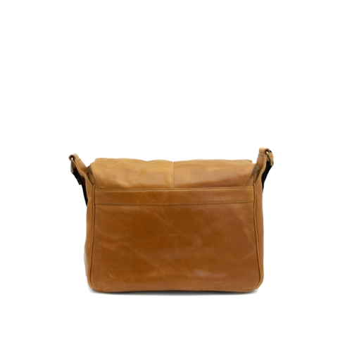 Brown leather bag on a white background