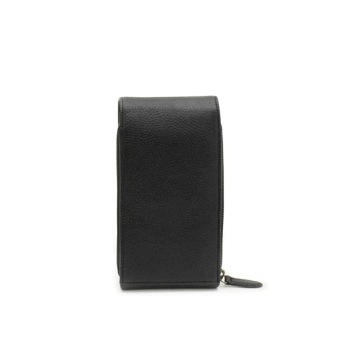 Black leather pouch on a white background