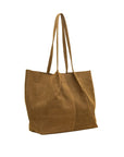 Nubuck Brown leather tote bag on a white background