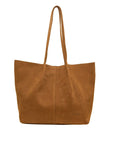 nubuck_tan leather tote bag on a white background