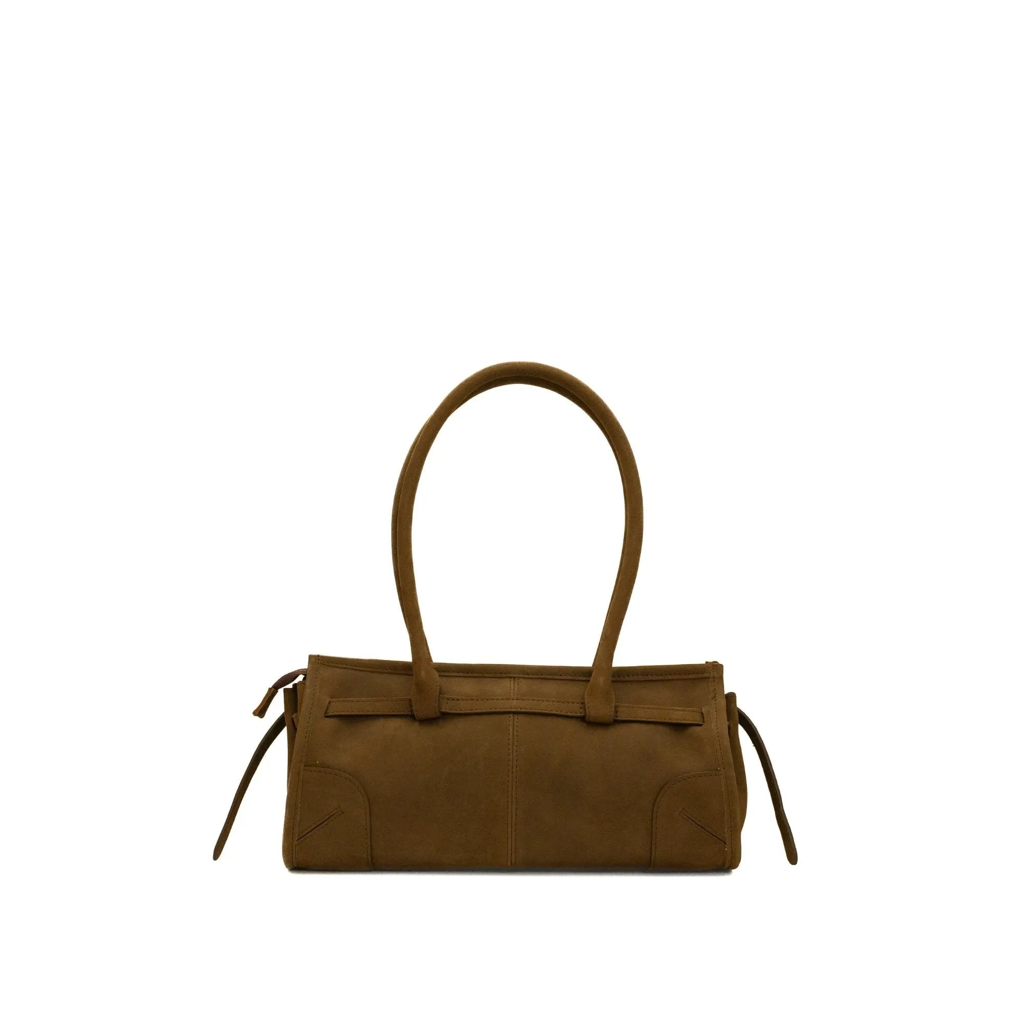 Brown handbag on a white background