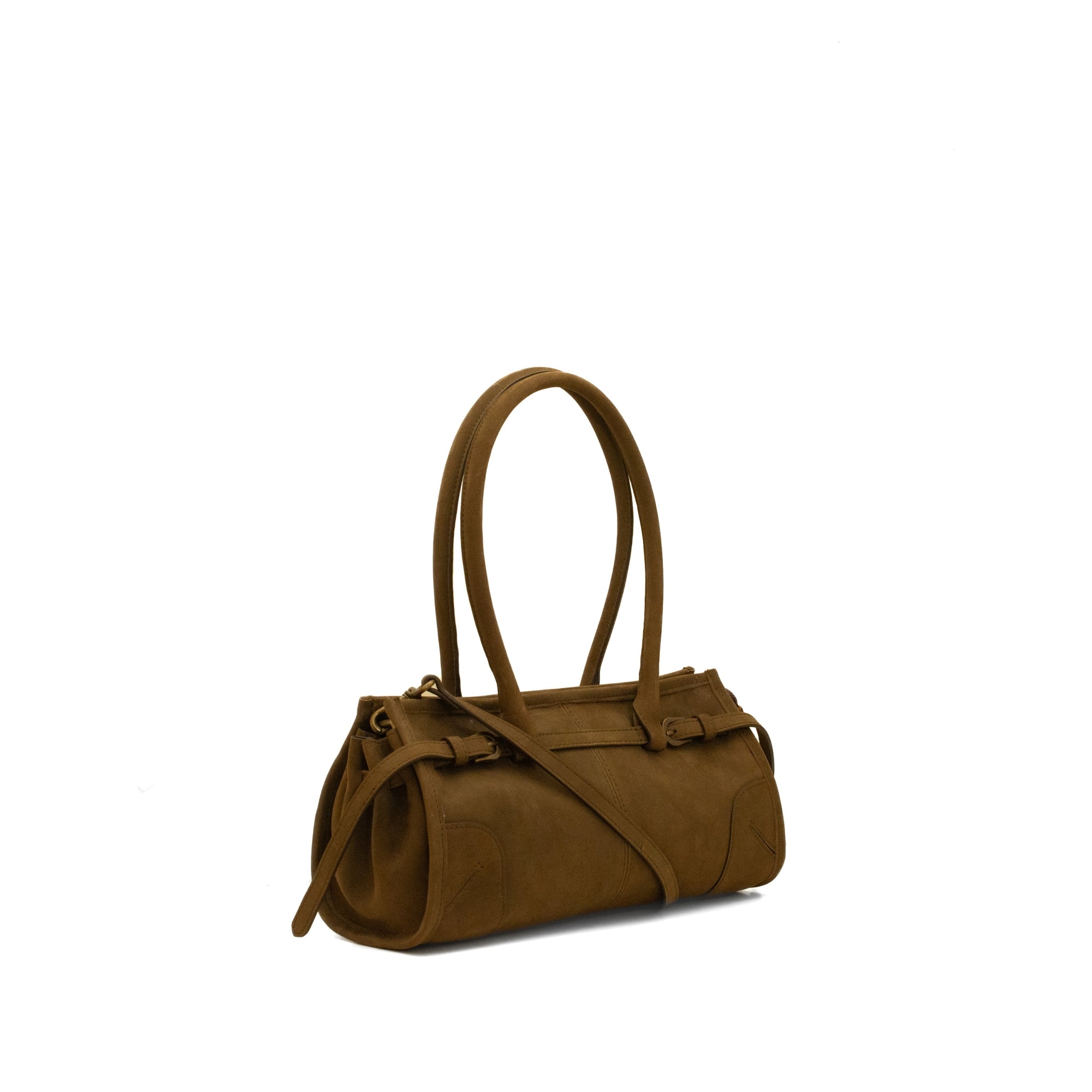 Brown handbag on a white background