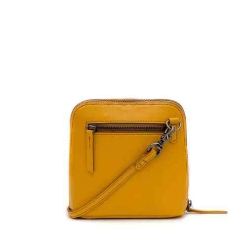Yellow crossbody bag on a white background