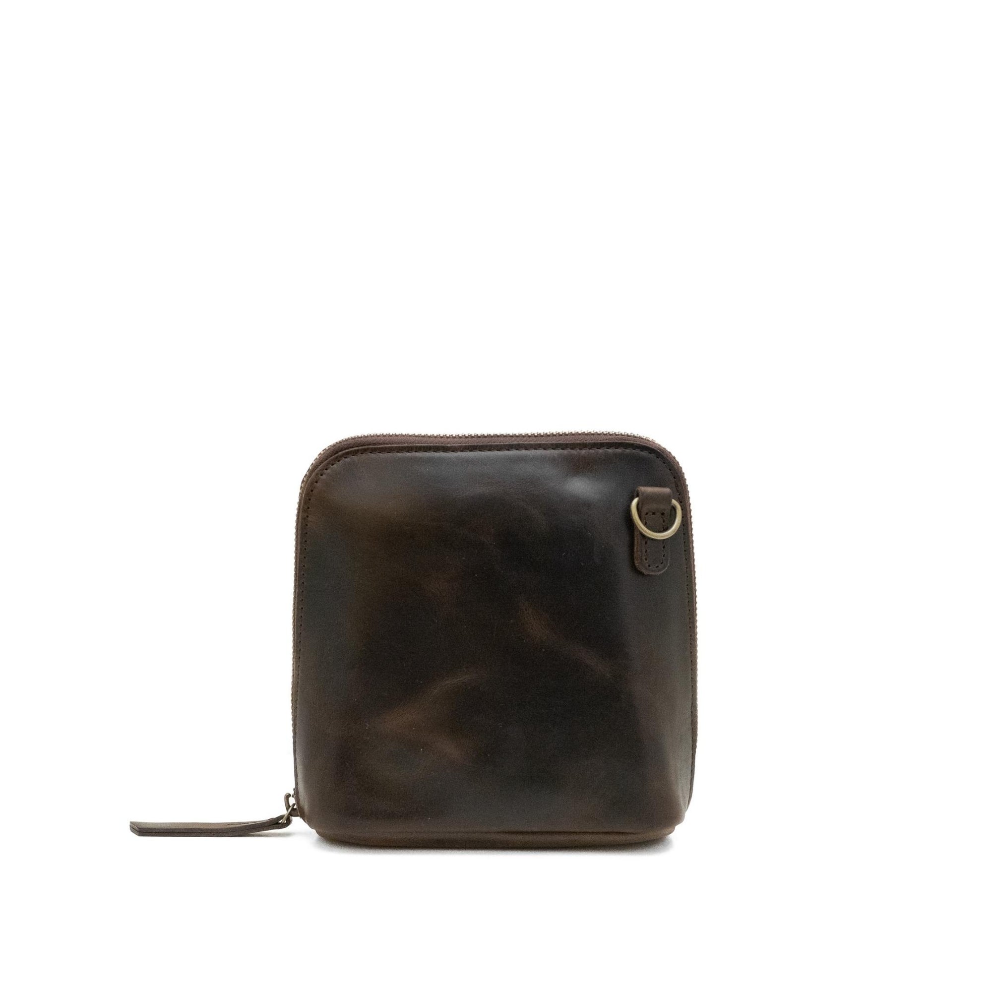 Brown leather wallet on a white background