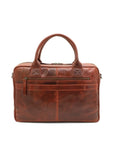 Brown leather briefcase on a white background