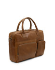 Brown leather briefcase on a white background