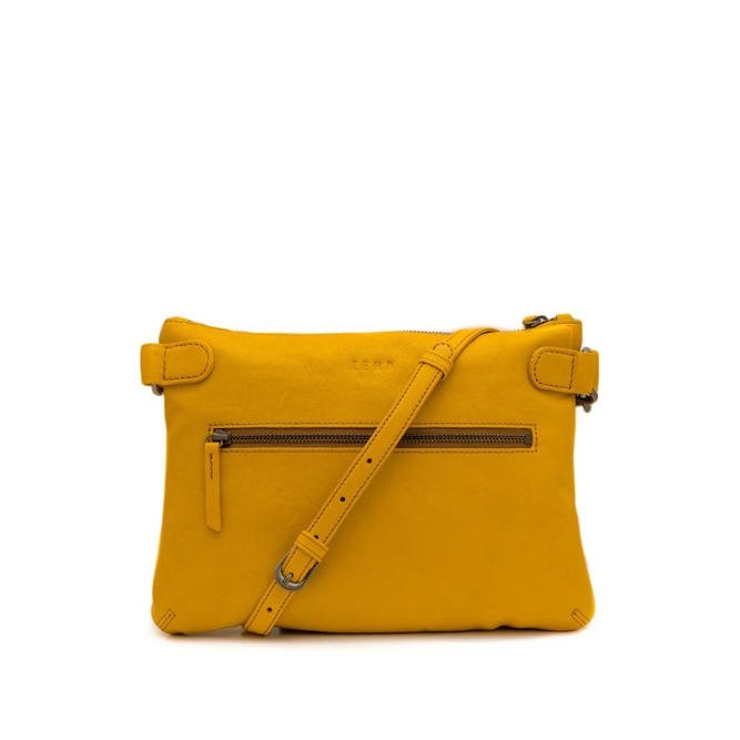 Yellow crossbody bag on a white background