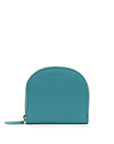Teal wallet with 'zemp' branding on a white background