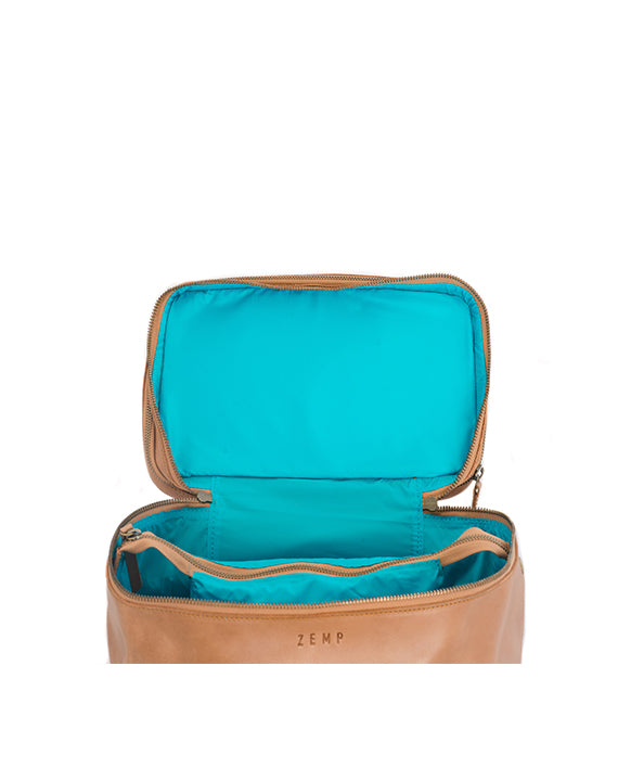 Lulu toiletry leather bag open top 2