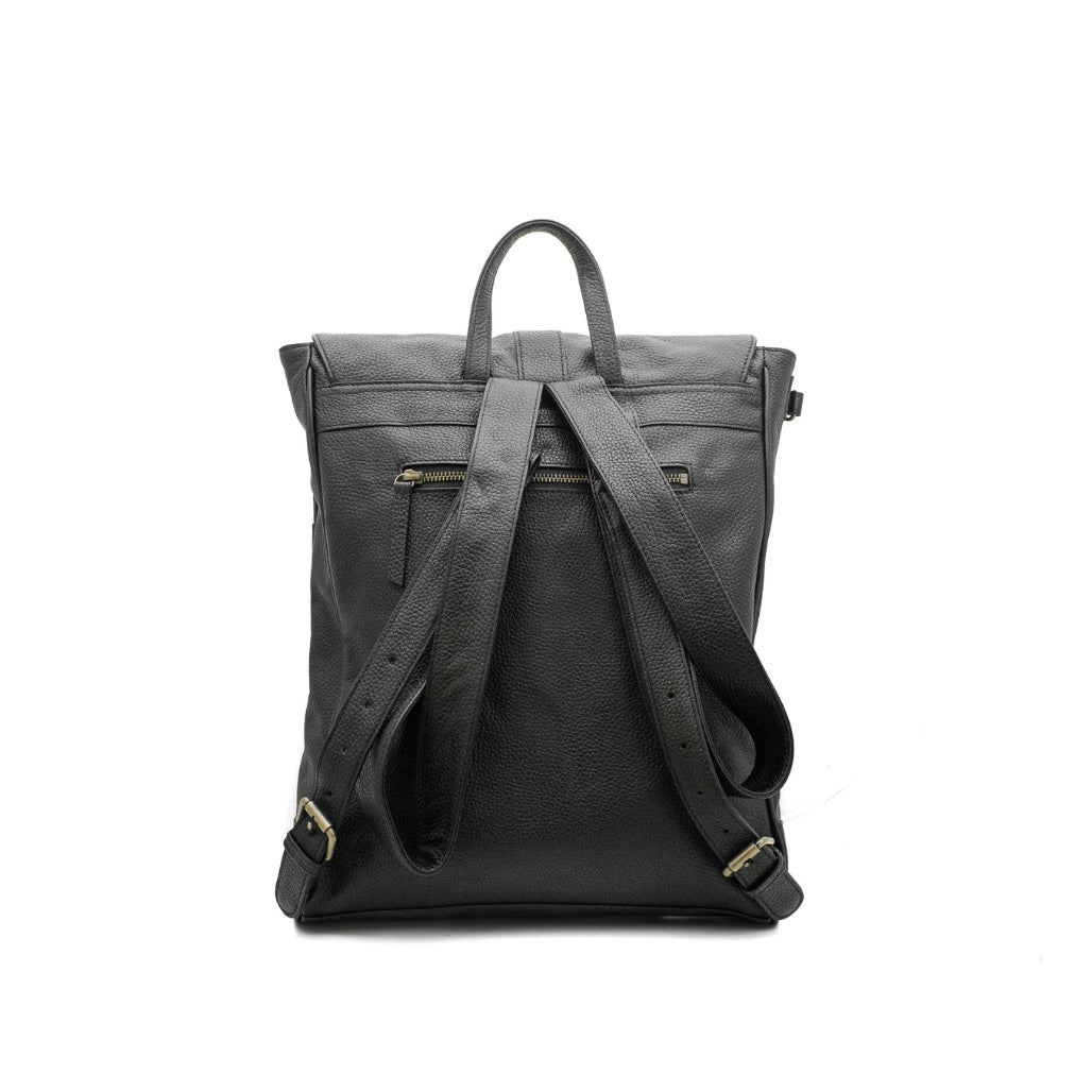 Munich 13" - backpack leather bag back black