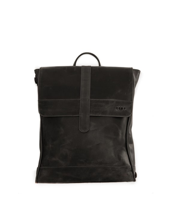 Munich 13" - backpack leather bag front black